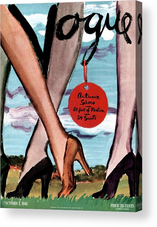 Illustration Acrylic Print featuring the photograph Vogue Cover Illustration Of Female Legs Wearing by Carl Oscar August Erickson