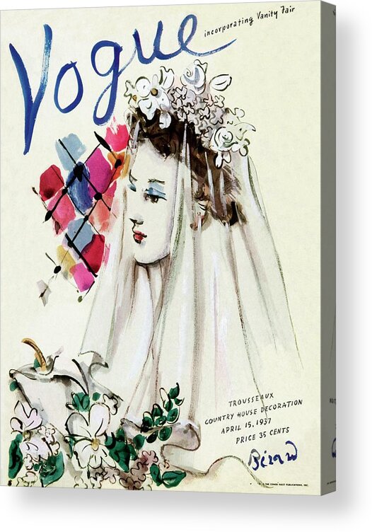 Illustration Acrylic Print featuring the photograph Vogue Magazine Cover Featuring An Illustration by Christian Berard
