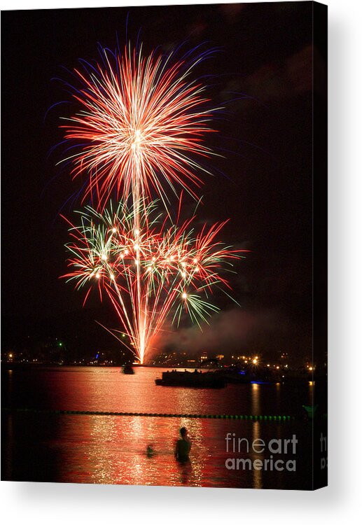 Fireworks Acrylic Print featuring the photograph Wading View of Fireworks by Mark Miller