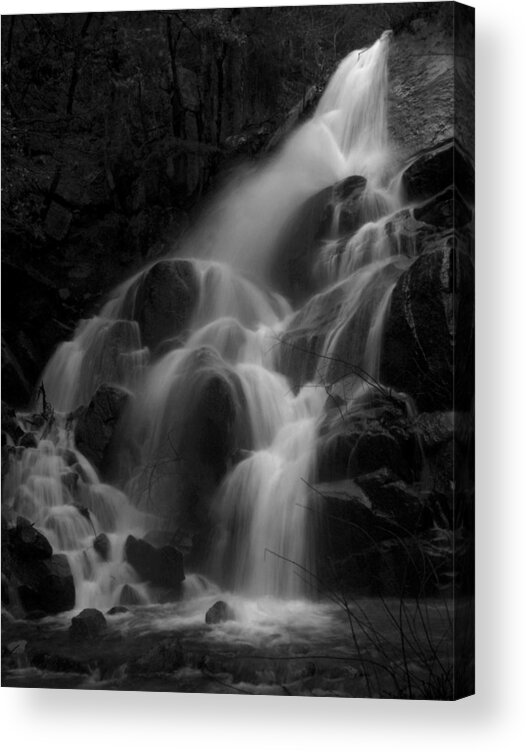 Waterfall Acrylic Print featuring the photograph Waterfall in Black and White by Bill Gallagher