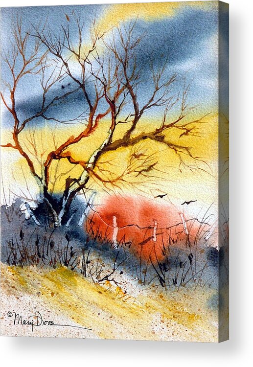 Mary Dove Art Acrylic Print featuring the painting West Texas Sunrise by Mary Dove