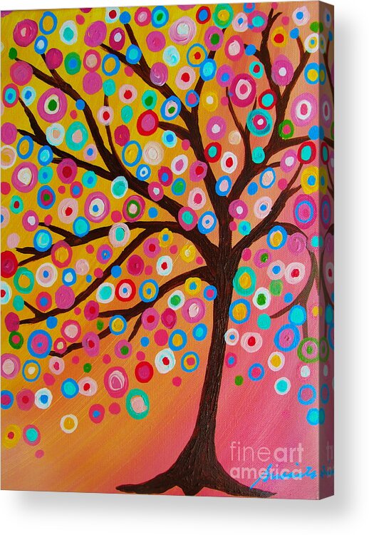 Tree Acrylic Print featuring the painting Whimsical Tree Of Life by Pristine Cartera Turkus