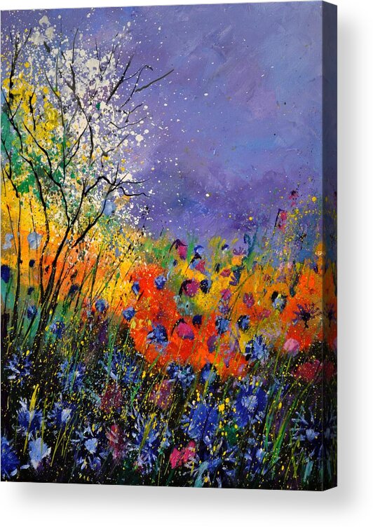 Landscape Acrylic Print featuring the painting Wild Flowers 4110 by Pol Ledent