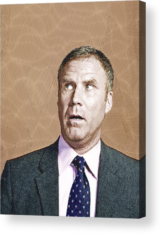Anchorman Acrylic Print featuring the painting Will Ferrell by Tony Rubino