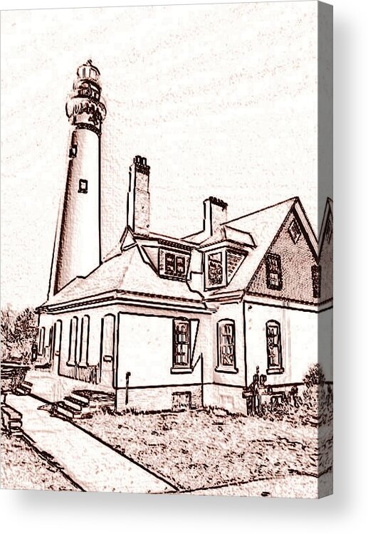  Acrylic Print featuring the photograph Wind Point Lighthouse drawing mode 1 by Daniel Thompson