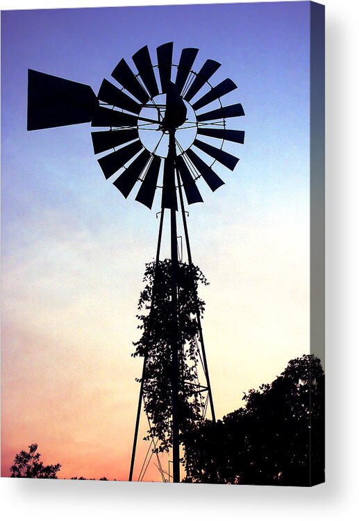 Wind Acrylic Print featuring the photograph Windmill Silhouette by Marilyn Hunt