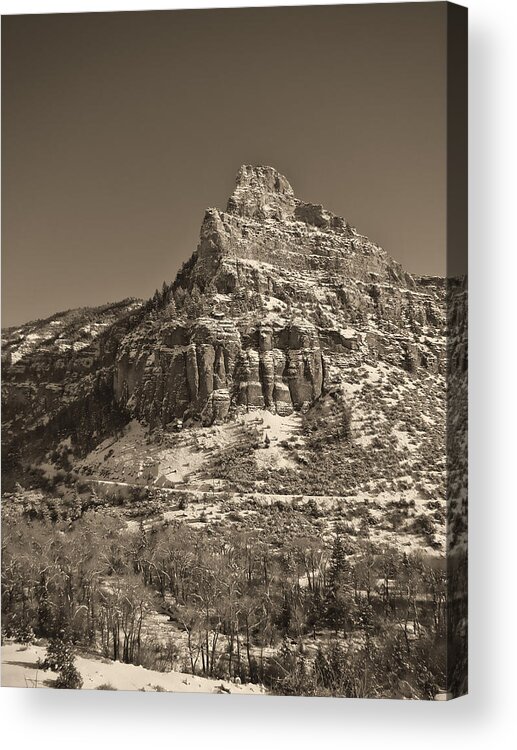 Winter Acrylic Print featuring the photograph Winter in the Big Horns 2007 monochrome by Cathy Anderson
