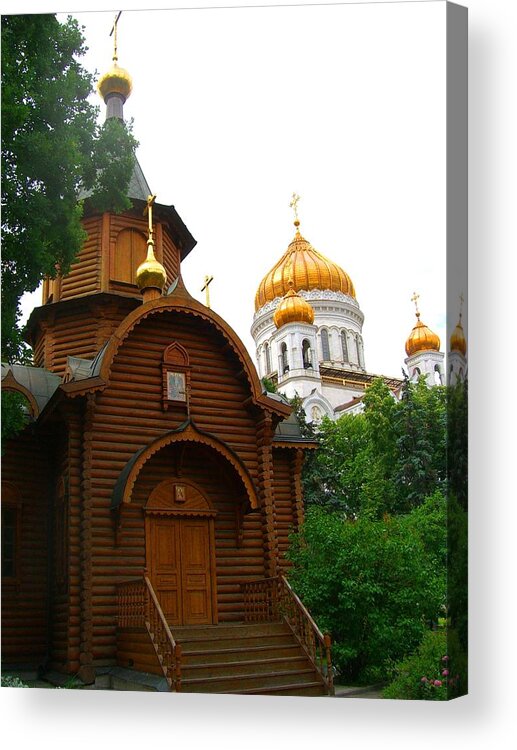 Russian Church Acrylic Print featuring the photograph Wooden Church by Julia Ivanovna Willhite