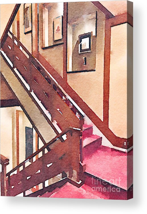 Stairs Acrylic Print featuring the photograph Wooden Staircase at a Japanese-style Inn by Beverly Claire Kaiya