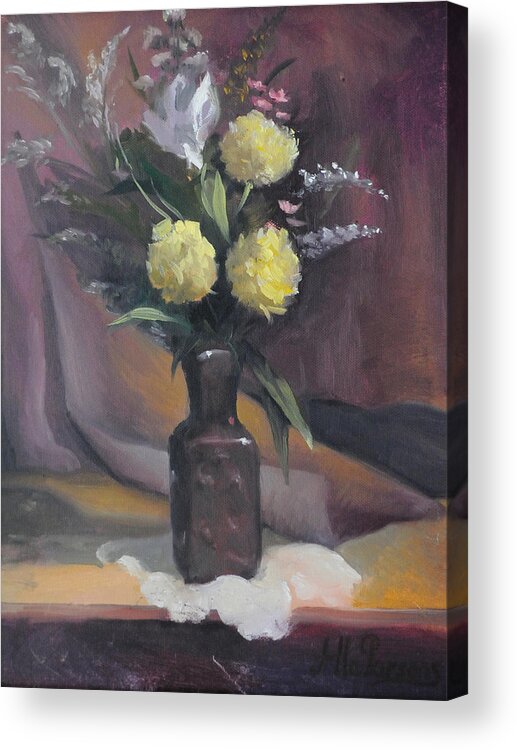 Flowers Acrylic Print featuring the painting Yellow Flowers by Alla Parsons