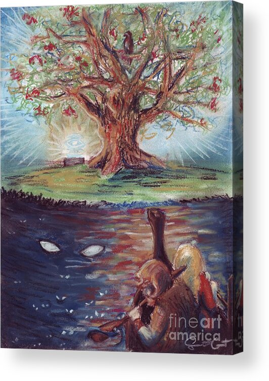 Yggdrasil Acrylic Print featuring the pastel Yggdrasil - the Last Refuge by Samantha Geernaert