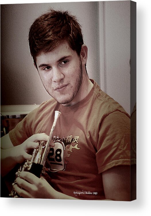Horn Player Acrylic Print featuring the photograph Young Musician Impression # 31 by Aleksander Rotner