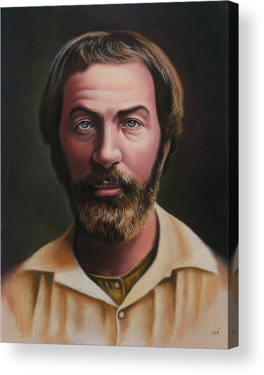 Walt Whitman Acrylic Print featuring the pastel Young Walt Whitman by Miguel Tio