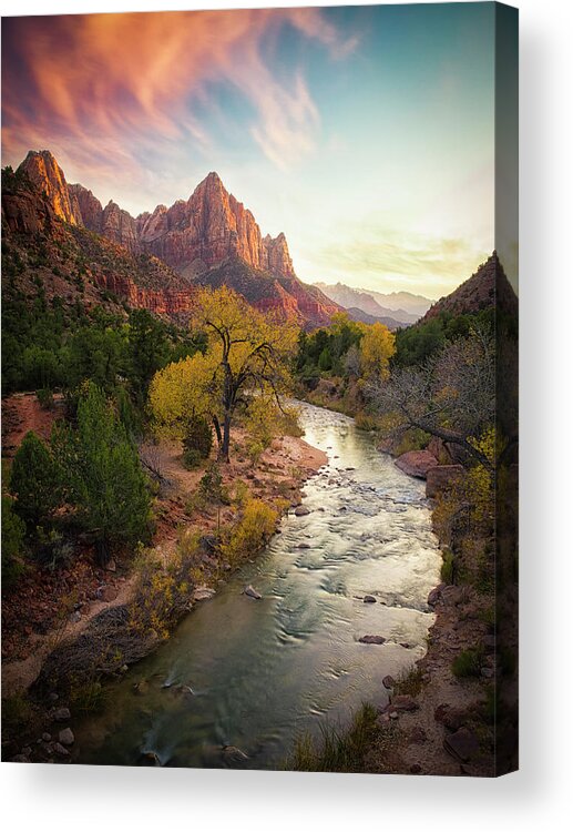Zion Acrylic Print featuring the photograph Zion National Park by Michael Zheng