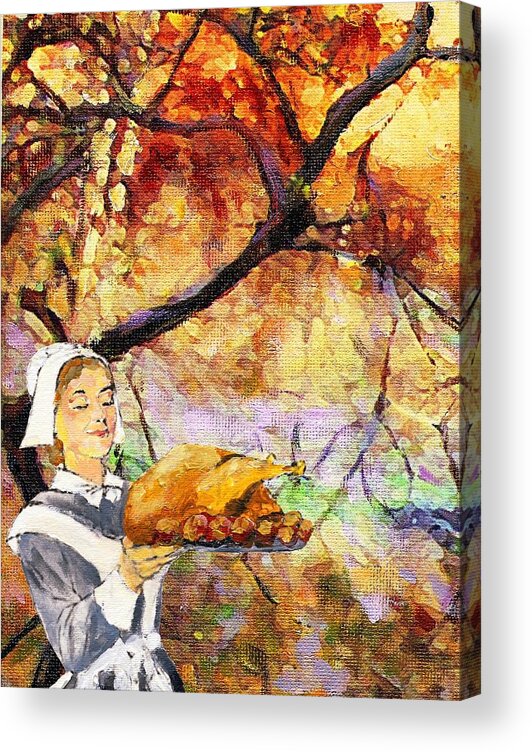 Thanksgiving Acrylic Print featuring the painting Happy Thanksgiving #1 by Randy Sprout