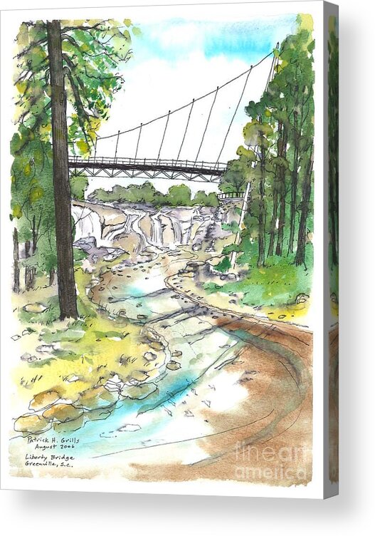 Greenville Acrylic Print featuring the painting Liberty Bridge #1 by Patrick Grills