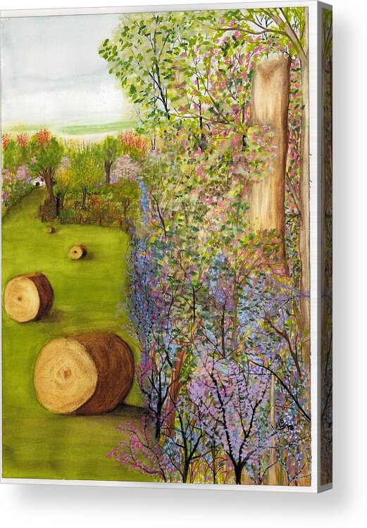 Dogwood Acrylic Print featuring the painting Dogwoods and Redbuds by David Bartsch