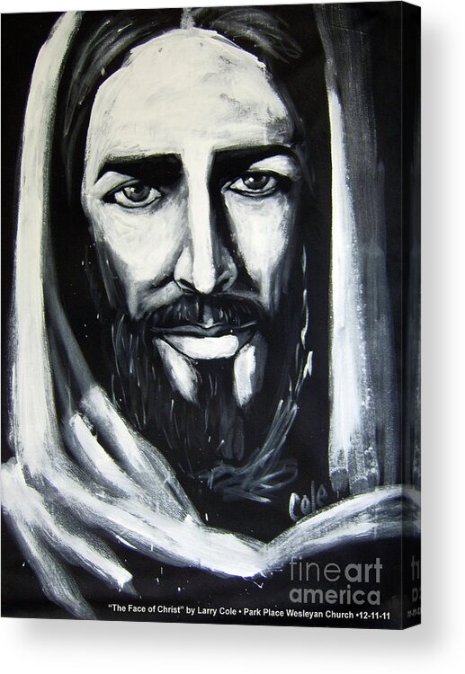 Face Acrylic Print featuring the painting Face of Christ #2 by Larry Cole