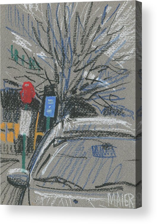 Auto Acrylic Print featuring the pastel Shopping Day #2 by Donald Maier