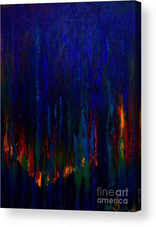Abstract Acrylic Print featuring the painting Abstract Evergreens by Claire Bull