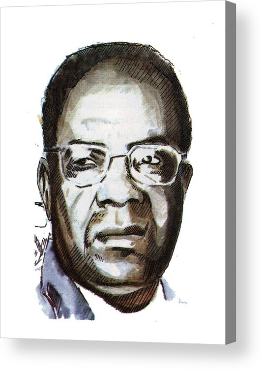Portraits Acrylic Print featuring the painting Aime Cesaire by Emmanuel Baliyanga