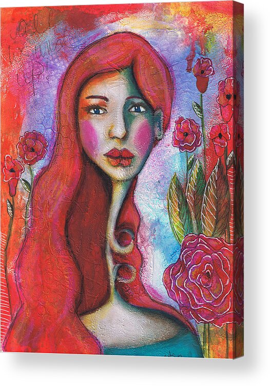 Woman Acrylic Print featuring the painting All Wound Up by Christy Sobolewski