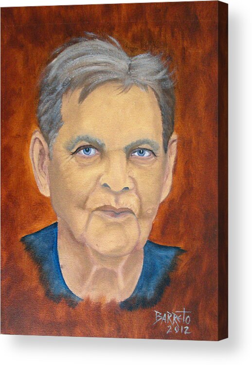 A Portrait Of My Art Instructor At Foxwood Lake Acrylic Print featuring the painting Ben by Gloria E Barreto-Rodriguez