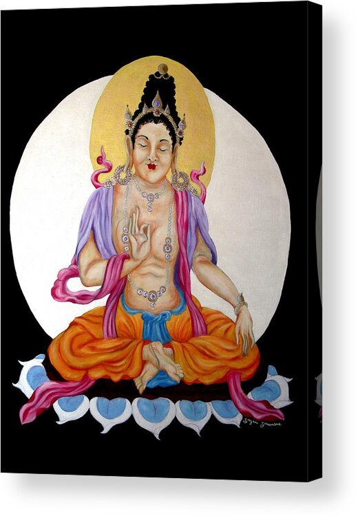 Portrait Acrylic Print featuring the mixed media Bodhisattva II by Suzan Sommers