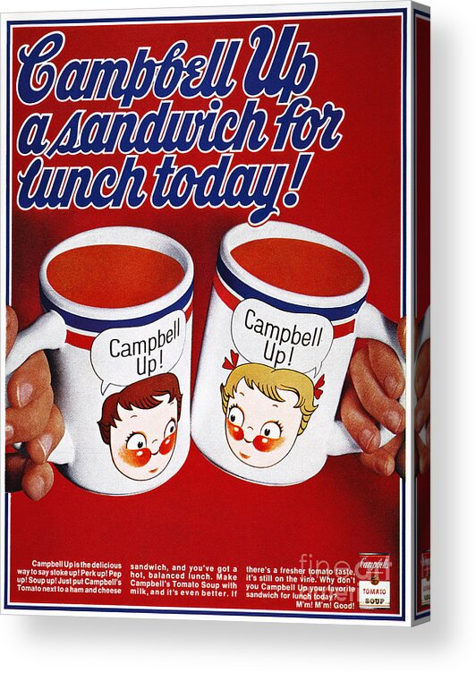 -domestic- Acrylic Print featuring the photograph Campbells Soup Ad, 1969 by Granger