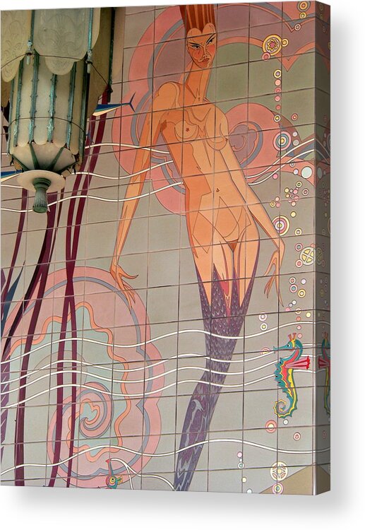 Catalina Tile Acrylic Print featuring the photograph Catalina Tile Mermaid and Lamp by Jeff Lowe