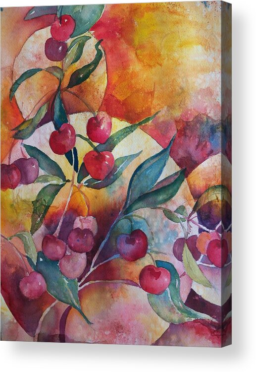 Sandy Collier Acrylic Print featuring the painting Cherries in the Sun by Sandy Collier