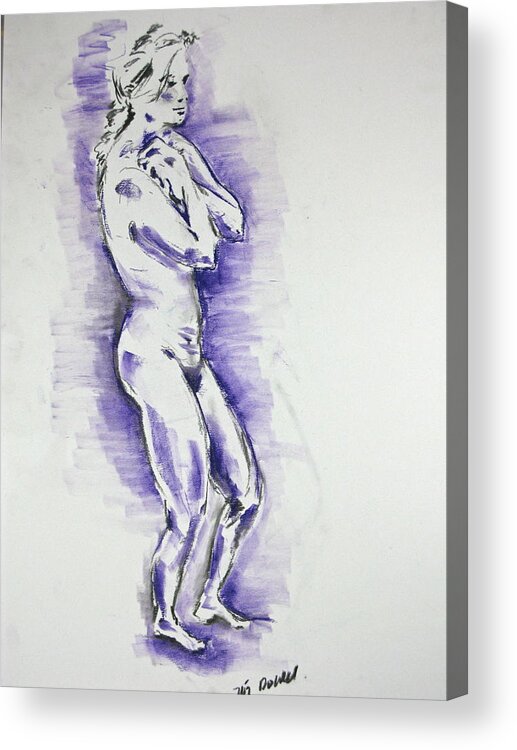 Female Nude Acrylic Print featuring the pastel Cold Woman by Brian Sereda