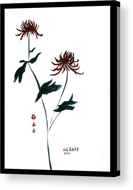 Floral Acrylic Print featuring the painting Crysanthamum by Alethea M