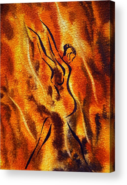 Abstract Acrylic Print featuring the painting Dancing Fire VIII by Irina Sztukowski