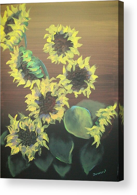 Art Acrylic Print featuring the painting Dancing Sunflowers by Raymond Doward