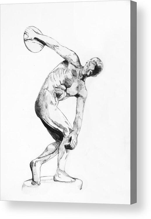 Discus Thrower Acrylic Print featuring the drawing Discus Thrower by Luca Rosa