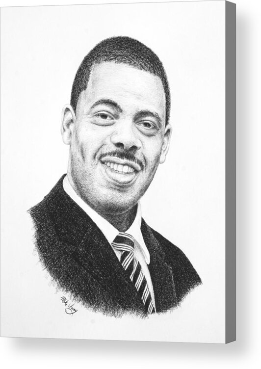 Portraits Acrylic Print featuring the drawing Dr. Kenny Baldwin by Mike Ivey