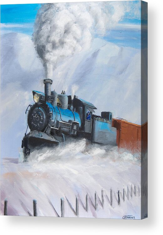 Train Acrylic Print featuring the painting First Train Through by Christopher Jenkins