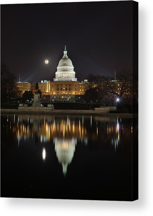 Metro Acrylic Print featuring the photograph Full Moon at the US Capitol by Metro DC Photography