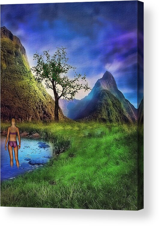 Woman Acrylic Print featuring the mixed media Her Secret Hiding Place by Tyler Robbins