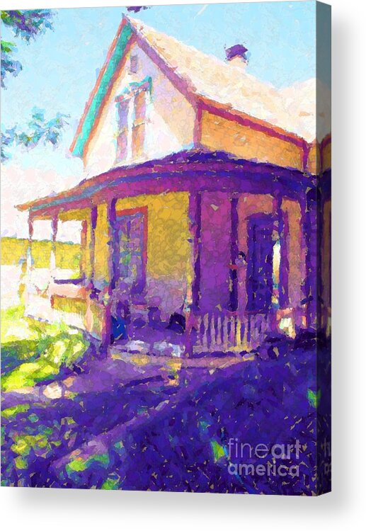 Old Victorian Middle Class House Acrylic Print featuring the digital art Home in the Rockies by Annie Gibbons
