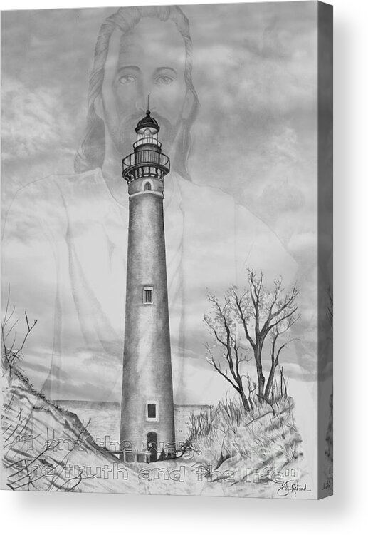 I Acrylic Print featuring the drawing I Am The Way by Bill Richards