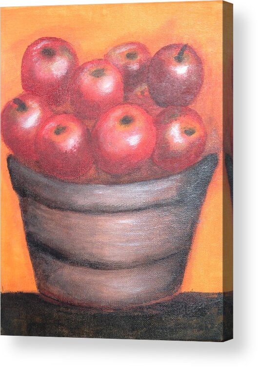 Apples Acrylic Print featuring the painting In the bucket by Bozena Zajaczkowska