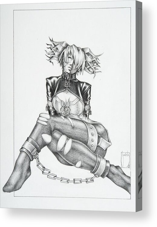 Manga Acrylic Print featuring the drawing Jasmin - The Demented by Sean Smith