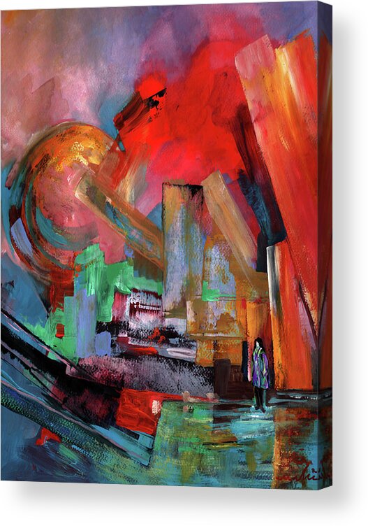 Abstractions Acrylic Print featuring the painting Lonely in The Big City by Miki De Goodaboom