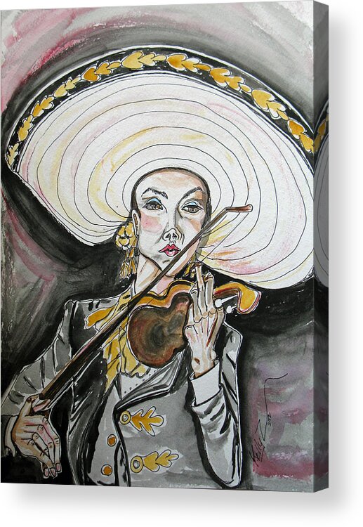 Mariachi Acrylic Print featuring the painting Mariachi Queen by Kelly Smith