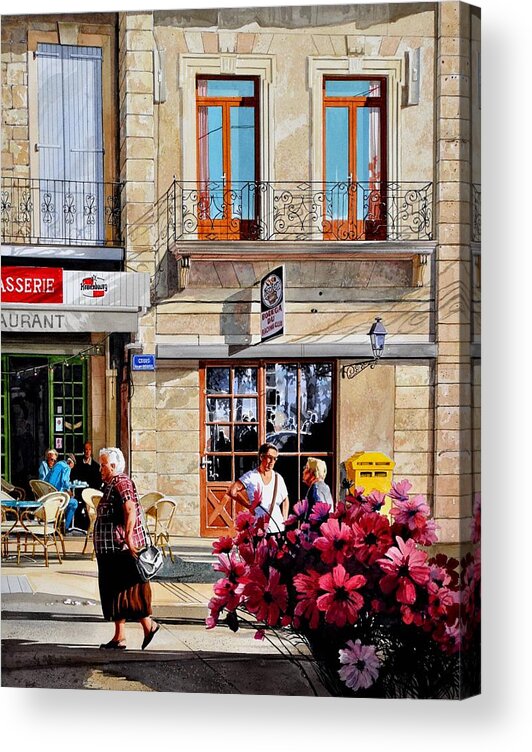 City Acrylic Print featuring the painting Market Cafe in Gascony by Robert W Cook 