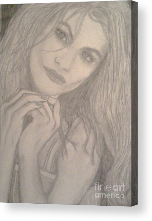 Black And White Acrylic Print featuring the drawing Model by Christy Saunders Church
