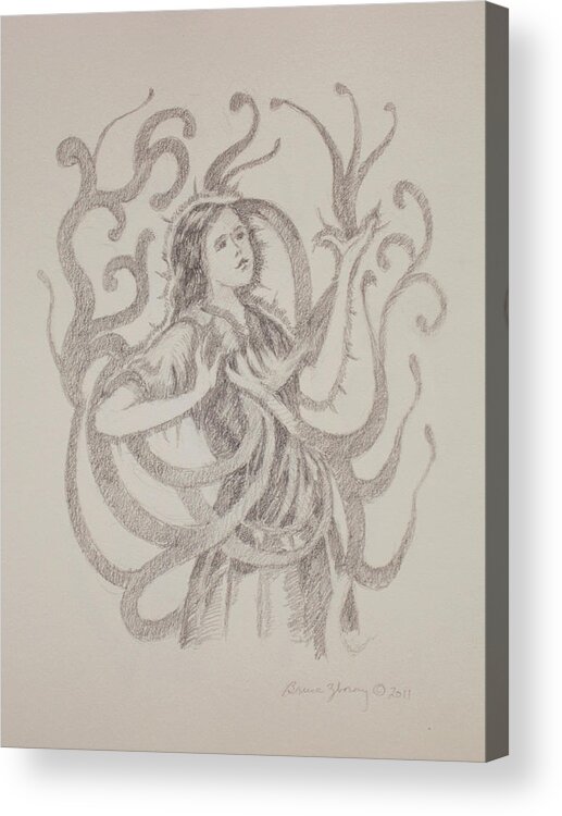 Heart Acrylic Print featuring the drawing My Heart Speaks for Me by Bruce Zboray