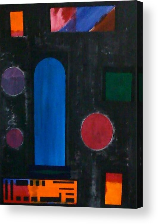 Geometrical Arrangement Acrylic Print featuring the painting No.330 by Vijayan Kannampilly